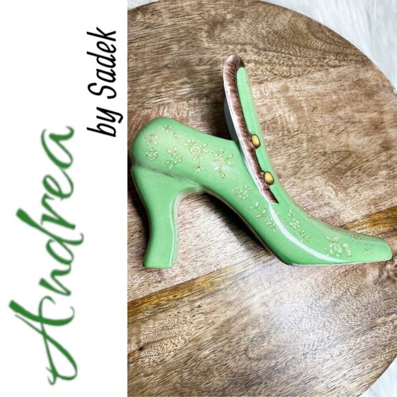 ANDREAโS BY SADEK Vintage Victorian Shoe Boot Green Floral - Picture 10 of 10